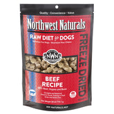 Northwest Naturals freeze-dried beef dog food nuggets ready for mealtime, supporting active dogs with protein.