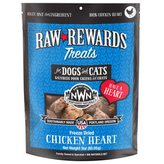 Northwest Naturals freeze-dried chicken heart bites provide a crunchy, protein-rich reward for pets.