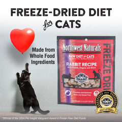 Northwest Naturals freeze-dried rabbit kibble close-up reveals bite-sized texture for easy chewing.