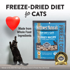 Northwest Naturals turkey cat packaging—convenient on-the-go feeding and long-lasting freshness.