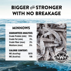 Close-up of Minnow Treats nugget texture with crisp surface.
