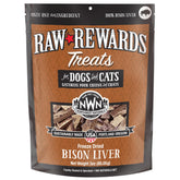 Northwest Naturals Raw Rewards freeze-dried bison liver treats packaging for easy on-the-go training rewards.