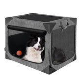 Nottia dog crate folded flat for easy travel and storage
