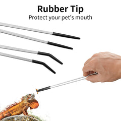 Novery 10.6-inch long tongs provide precise control for small prey and delicate items.