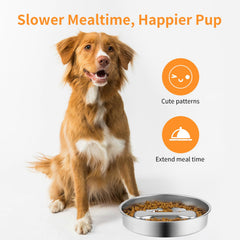 Novery slow-feeder bowl puzzle maze indicates interactive feeding that slows eating.