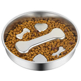 Novery slow-feeder bowl stainless steel shows durable, easy-clean feeding for daily meals.