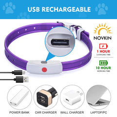 Novkin waterproof IP65 collar resistant to rain and splashes for night safety.