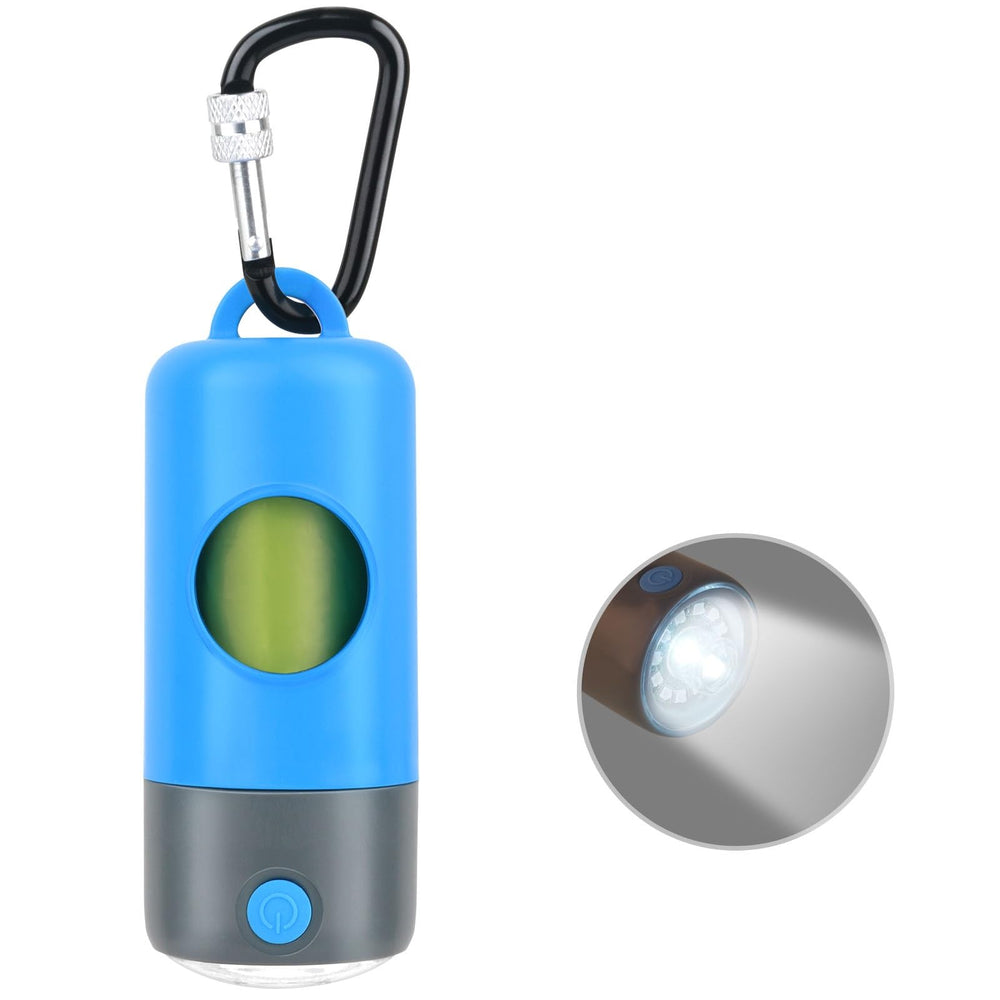 Novkin rechargeable poop bag dispenser with LED flashlight improves nighttime visibility on dog walks.