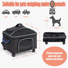 NOVOLAB cat car seat in carrier mode with handle for easy mid-trip transfers
