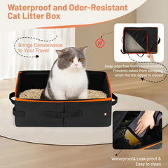 NOVOLAB cat travel litter box shows sturdy oxford construction for durability