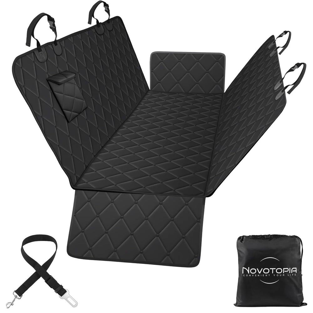 Novotopia dog seat cover back seat fully expanded protects upholstery from spills and dirt