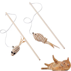 NOWFRESH cat wand toy set with paper mice engaging playful activity for active cats