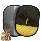 NoWoof pet hair removal glove close-up shows electrostatic action for fast fur pickup on furniture