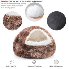 NOYAL Round Hooded Donut Bed on waterproof base keeps floors clean and protected.