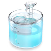 NPET WF100 cat fountain front view showing leaf-shaped flow for attractive hydration