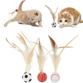 NRAEC feather-ball toy with soccer design sparks hunting and active play for indoor cats.