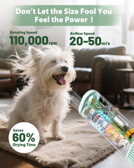 NRYDEPET high-velocity airflow reaches 50m/s for quick drying.