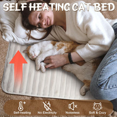 Nuanchu self-warming cat pad in crate demonstrates secure, portable warmth.