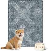 nunubaby 4pack washable pee pad blue top view provides stylish floor protection.