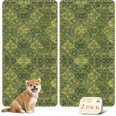 nunubaby washable pee pad 24x48 green-multi front view provides stylish floor protection.
