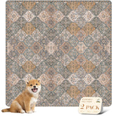 nunubaby washable pee pad top view shows stylish brown-multi pattern for home protection