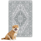 nunubaby washable pee pad gray-geo top view protects floors with style.