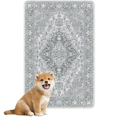 nunubaby washable pee pad gray-geo top view protects floors with style.