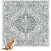 Nunubaby washable pee pad gray geo front view offers stylish floor protection and easy use.