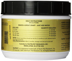 Nupro vitamins minerals enzymes panel showcasing complete canine nutrition.