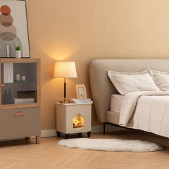 NUROMY cat house leather surface provides durable scratch area while staying stylish and easy to clean.