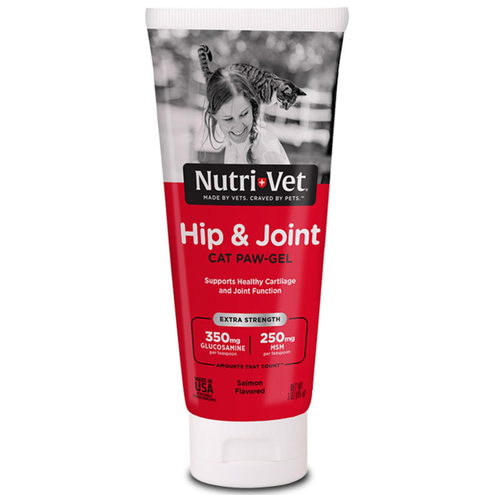 Nutri-Vet Hip & Joint Paw-Gel cat-tube showing easy dispensing for daily mobility