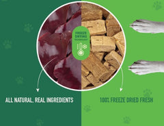 Nutribite beef liver freeze-dried cat topper blends into meals.