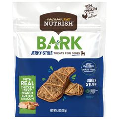 Nutrish Rachael Ray Bark Jerky Treats real chicken jerky close-up, great for training rewards and tasty occasional treats.