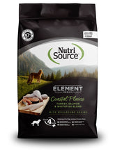 NutriSource Element Coastal Plains dry dog food bag front view—protein-rich formula for all life stages