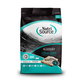 NutriSource Element Series Classic Catch bag-front shows haddock, trout and cod formula for all life stages.