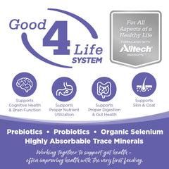 NutriSource Good 4 Life with prebiotics and probiotics supporting gut health.