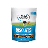 NutriSource grain-free dog treats chicken biscuits 14oz pack ideal as training rewards.