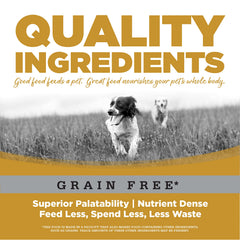 NutriSource grain-free High Plains Select Small Bites serving dish demonstrates portioning for daily meals.