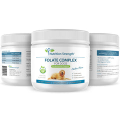 Nutrition Strength Folate for Dogs packaging display underscores USA-made quality