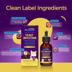 Nutrivio cat yeast infection drops bottle calms irritated skin and comfort