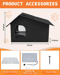 Nvifco heated pad inside cat house for cozy warmth outdoors