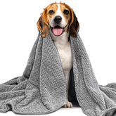 NVNAN extra large dog towel gray 40x24 flatlay showcases ultra-soft microfiber for quick drying.