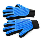 NVNAN pet hair removal glove blue deshedding brush demonstrating deep undercoat grooming.