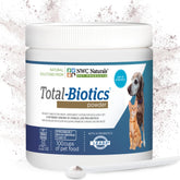 NWC Naturals Total-Biotics bottle and scoop support pet digestion.