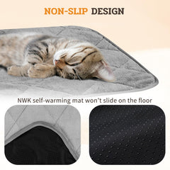 NWK Fluffy self-warming cat mat in car seat for travel warmth