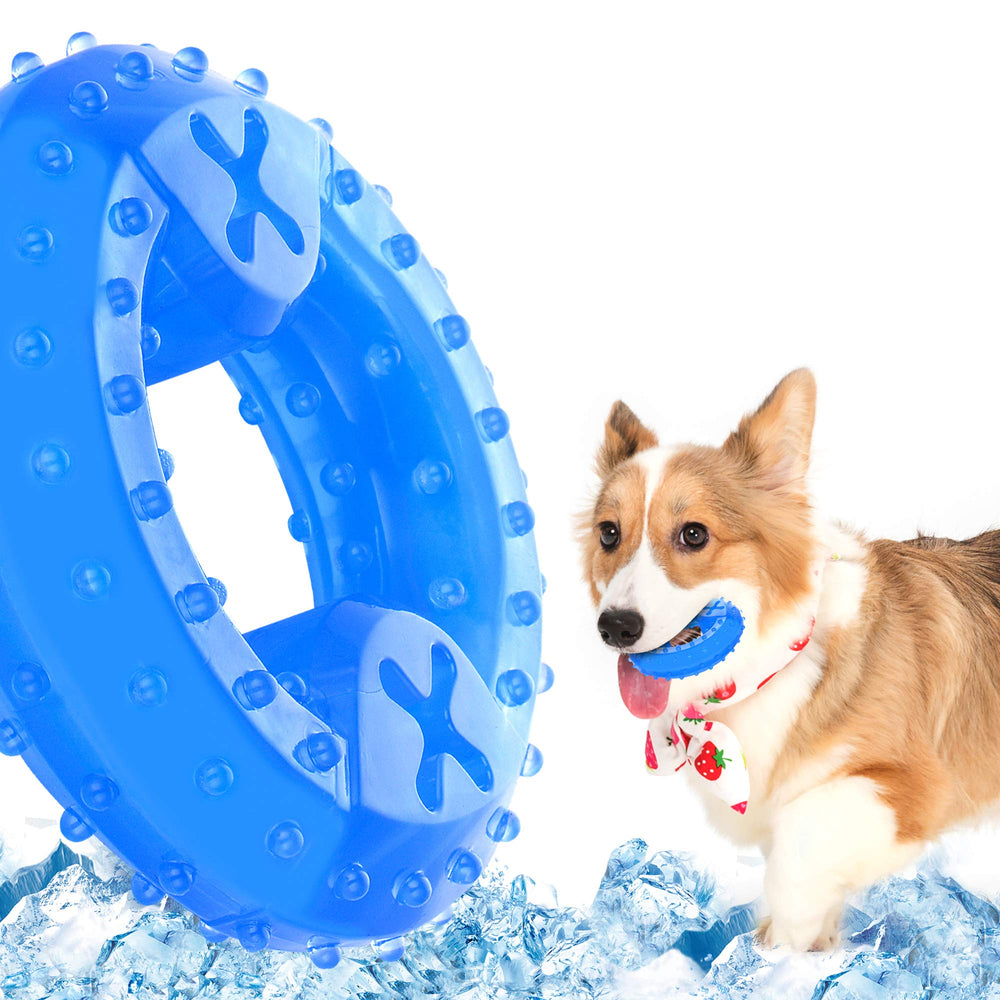 NWK Pet Teether Cooling Chew Toy Ring cools dogs during play and teething.