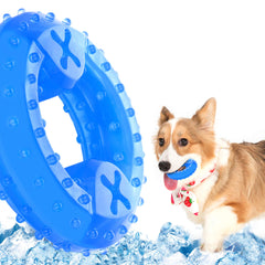 NWK Pet Teether Cooling Chew Toy Ring cools dogs during play and teething.
