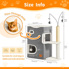 Nxwjoy cat house with scratching post grey offers durable play to protect furniture.