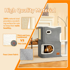 Nxwjoy cat house upper platform lookout grey encourages lounging and territory surveying.