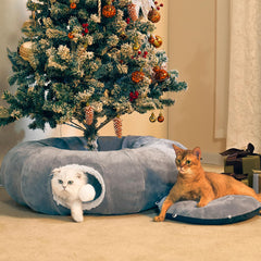Nxwjoy cat tunnel bed exterior fabric shows soft, durable cover for cozy hiding spots.